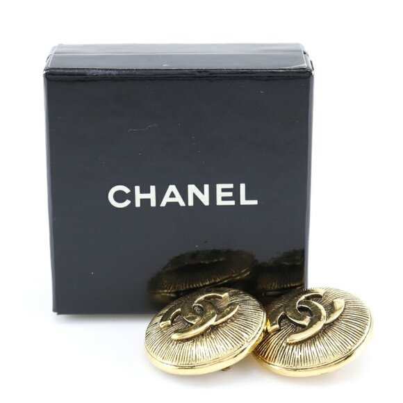CHANEL Gold Logo Earrings